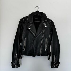 Distressed leather jacket